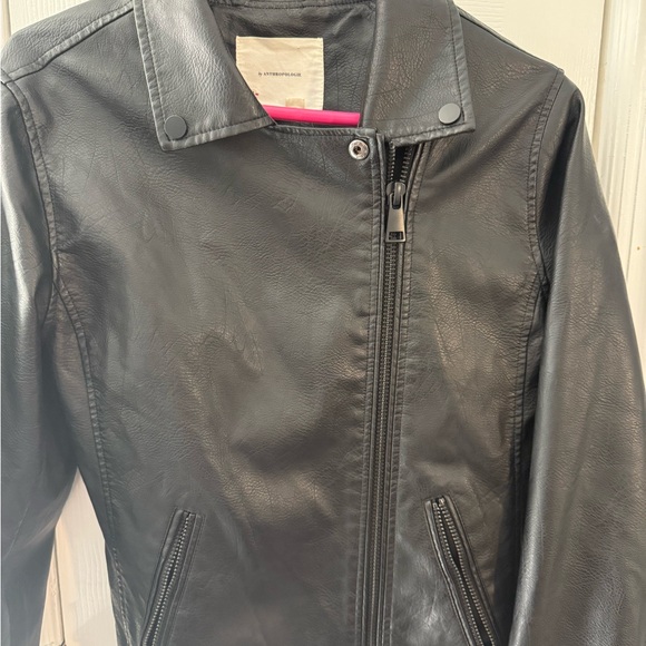 Anthropologie Black faux Leather Jacket - Picture 2 of 10